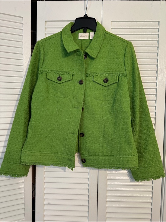 Chico's Jackets & Blazers - Chico's Lime Green Tweed Button Jacket